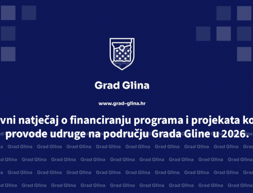 Javni natječaj o financiranju programa i projekata koje provode udruge na području Grada Gline u 2026.